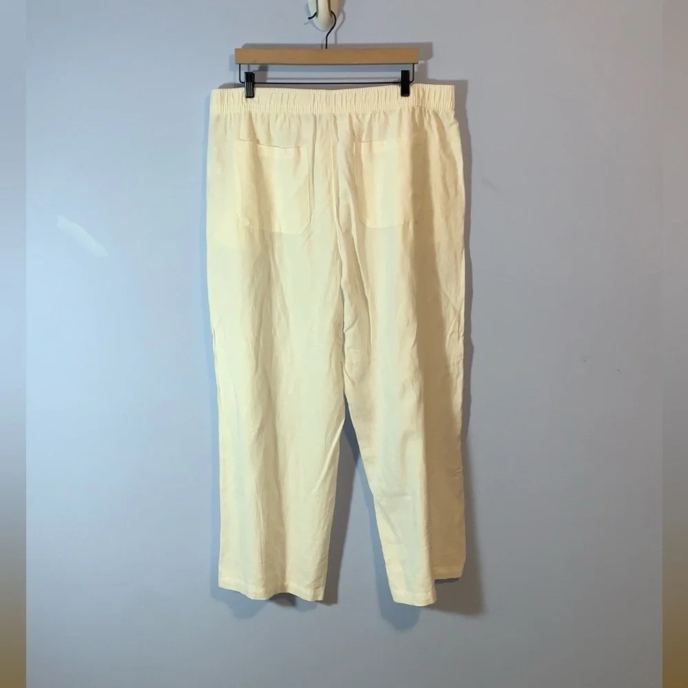 Old navy lot of 2 pairs linen pull on pants tan and white nwt size XL Wide leg